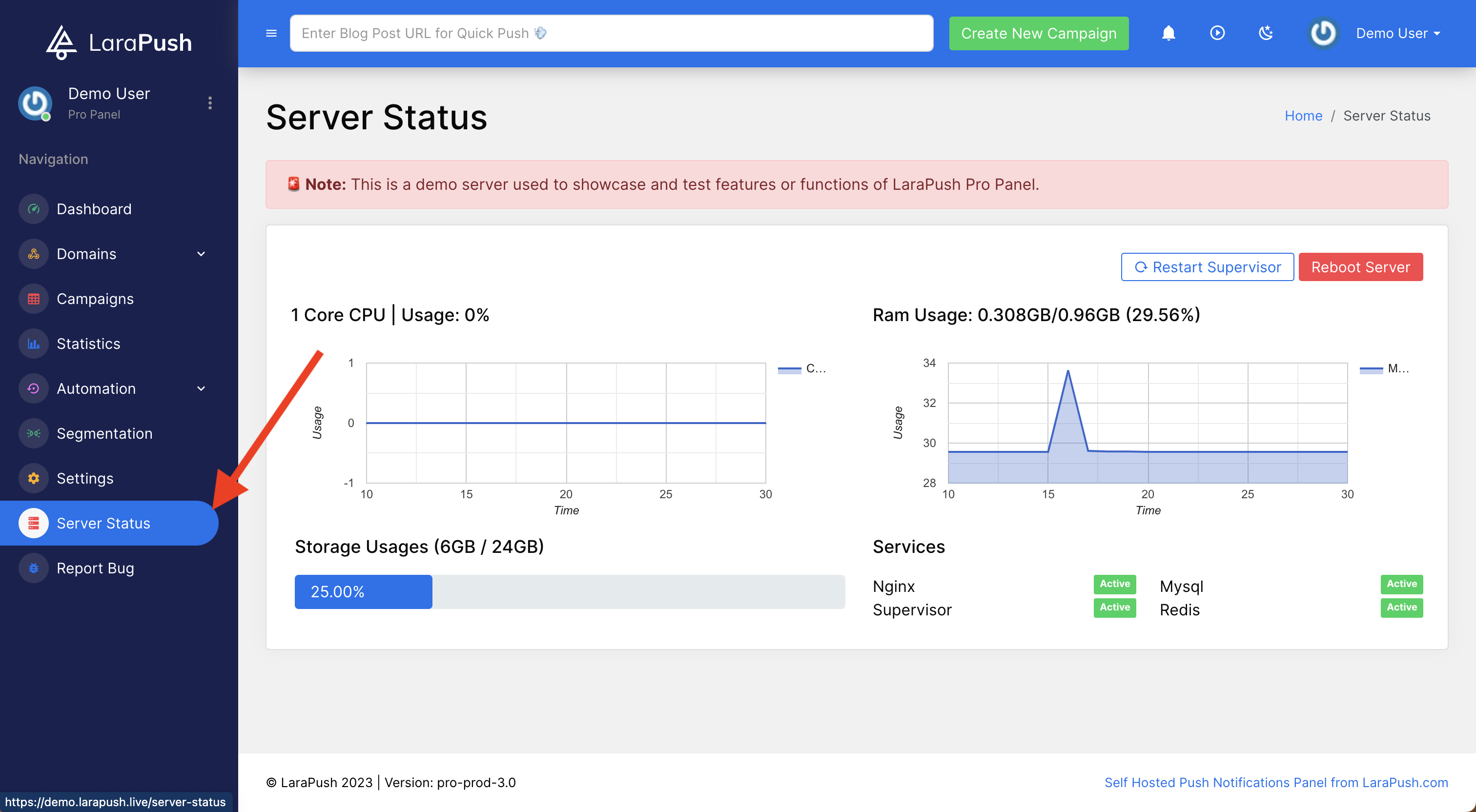 server status